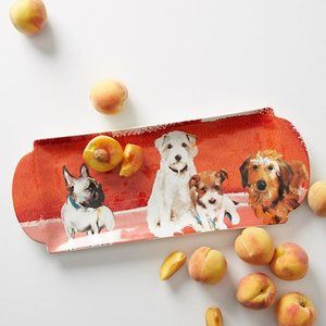 Anthropologie FRENCHIE & Friends Dog-a-Day Serving Platter Animal Lover Orange